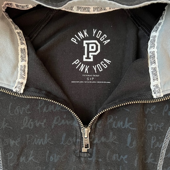 VS PINK Ultimate Yoga Quarter Zip Pullover Small Black Logo Print - Picture 5 of 10